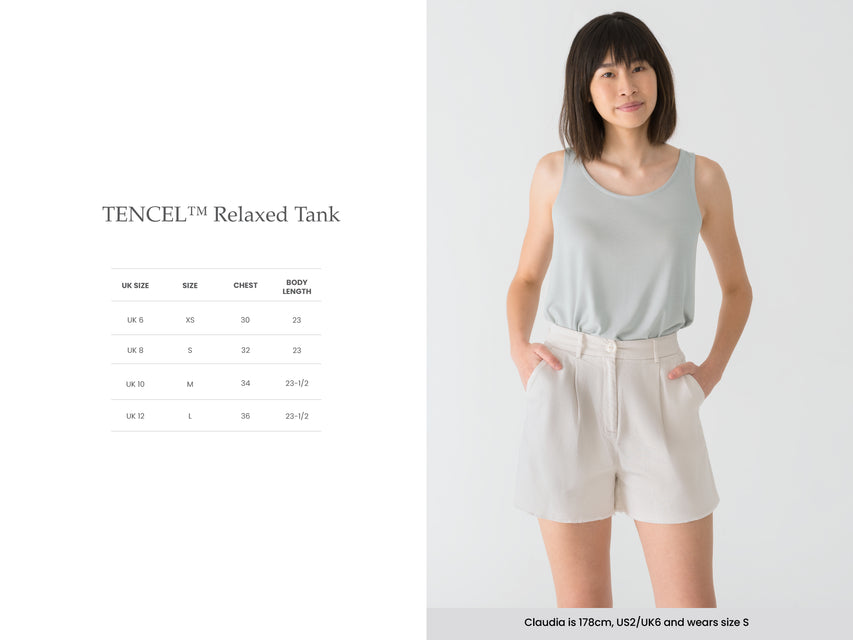 Womens TENCEL Lyocell Relaxed Tank Sizing Guide