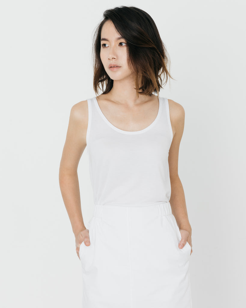 Women Tencel Lyocell Relaxed Tank White Featured