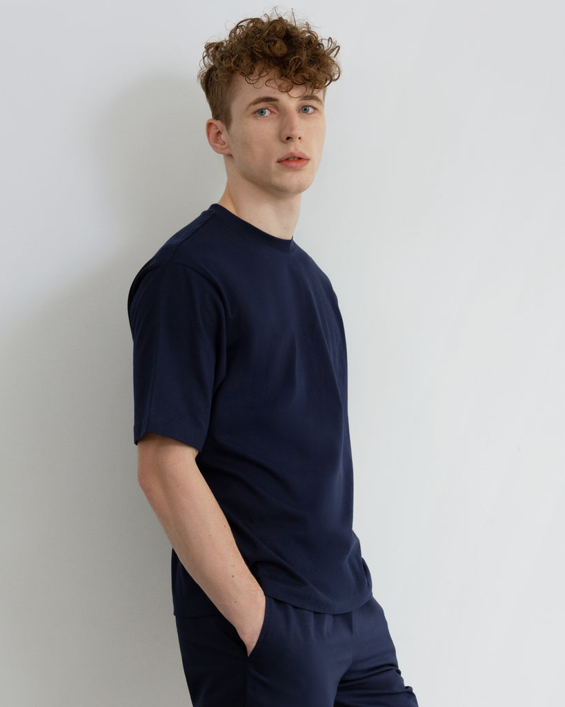 Men Premium-Weight Relaxed Tee Navy Blue