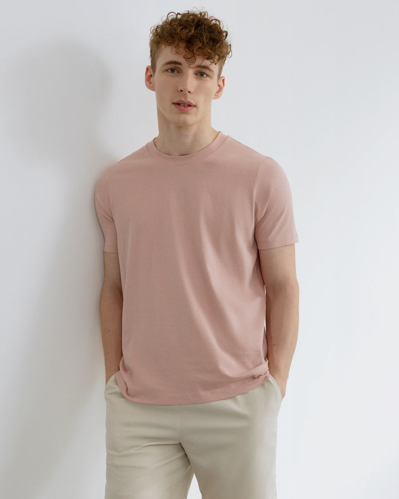 Men Organic Cotton Crew Neck Chilean Pink