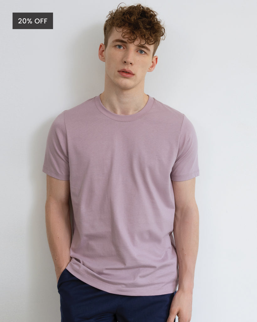 Men Organic Cotton Crew Neck Heather Purple