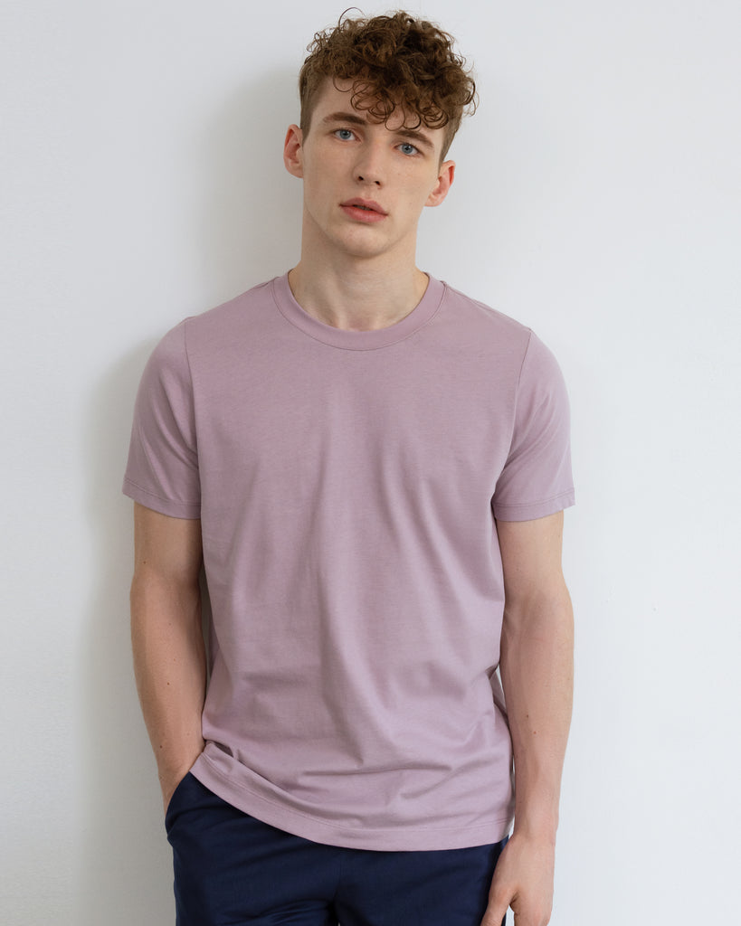 Men Organic Cotton Crew Neck Heather Purple