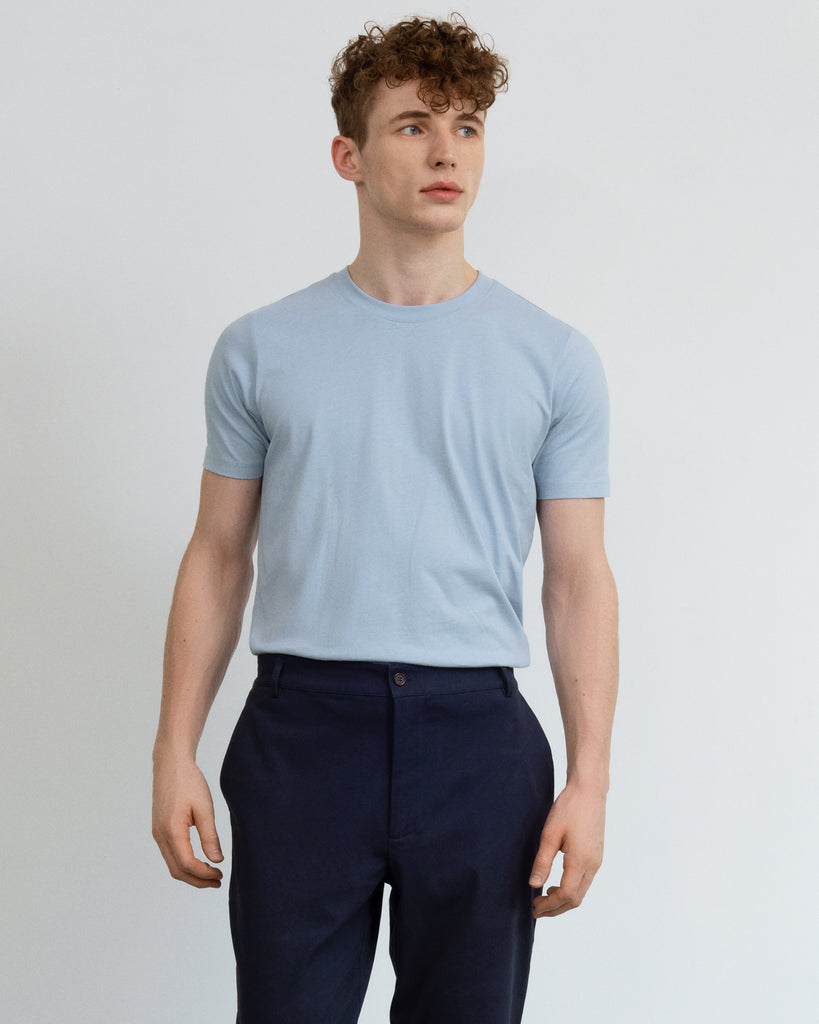 Men Organic Cotton Crew Neck Sky Blue