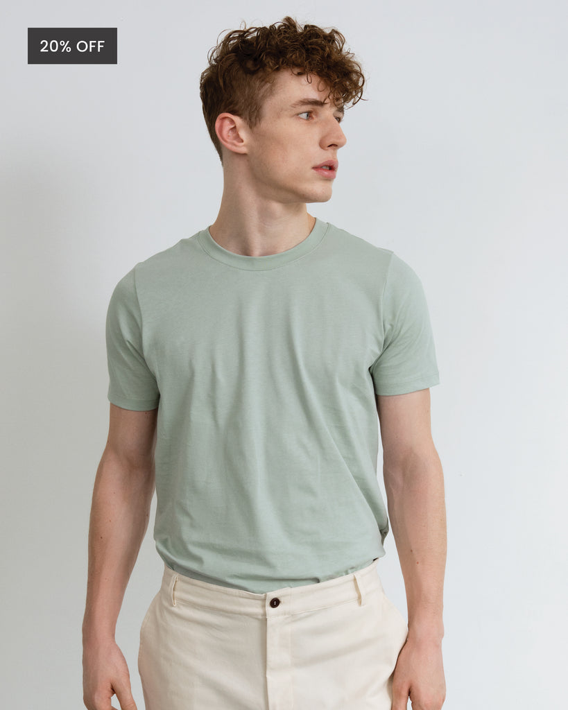 Men Organic Cotton Crew Neck Winter Green