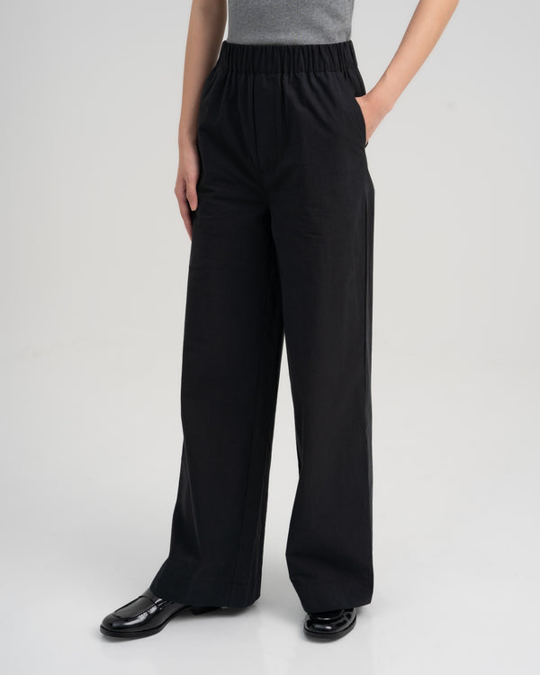 Women Elasticated Wide-Leg Trouser Black