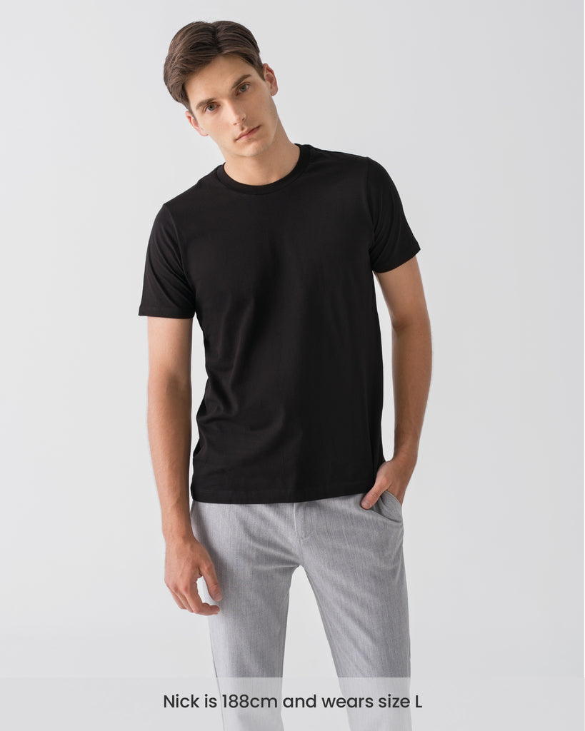 Men Organic Cotton Crew Neck T-shirt Black