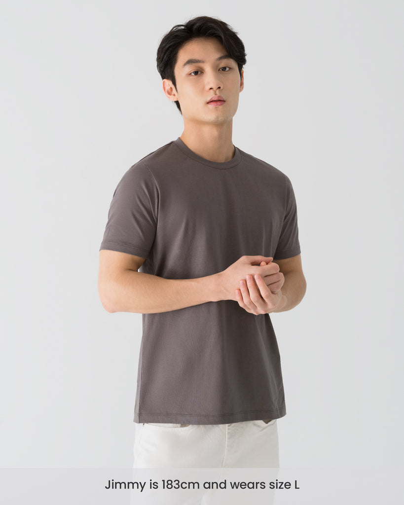 Men Organic Cotton Crew Neck Charcoal Fullbody