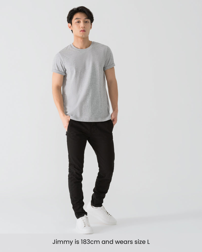 Men Organic Cotton Crew Neck Grey Fullbody