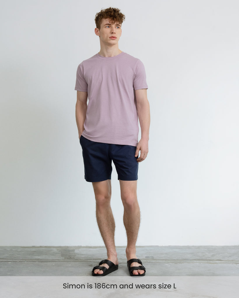 Men Organic Cotton Crew Neck Heather Purple Fullbody