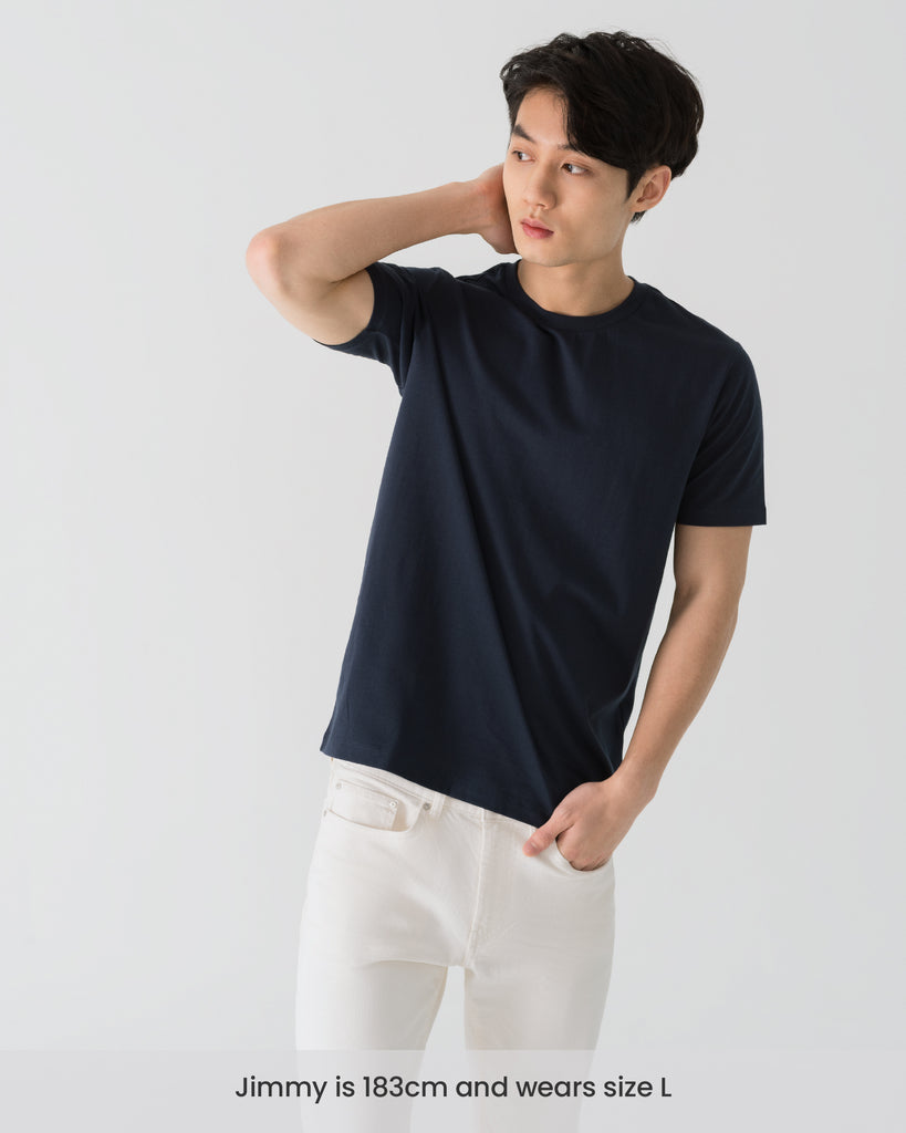 Men Organic Cotton Crew Neck Navy Fullbody