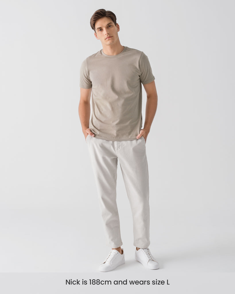 Men Organic Cotton Crew Neck T-shirt Taupe