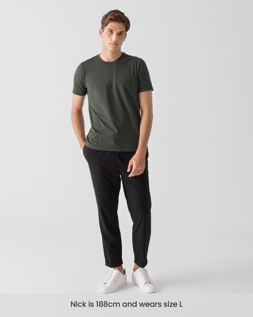 Men Organic Cotton Crew Neck Thyme Green Fullbody