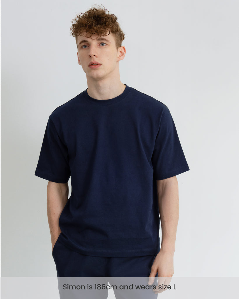 Men Premium-Weight Relaxed Tee Navy Blue