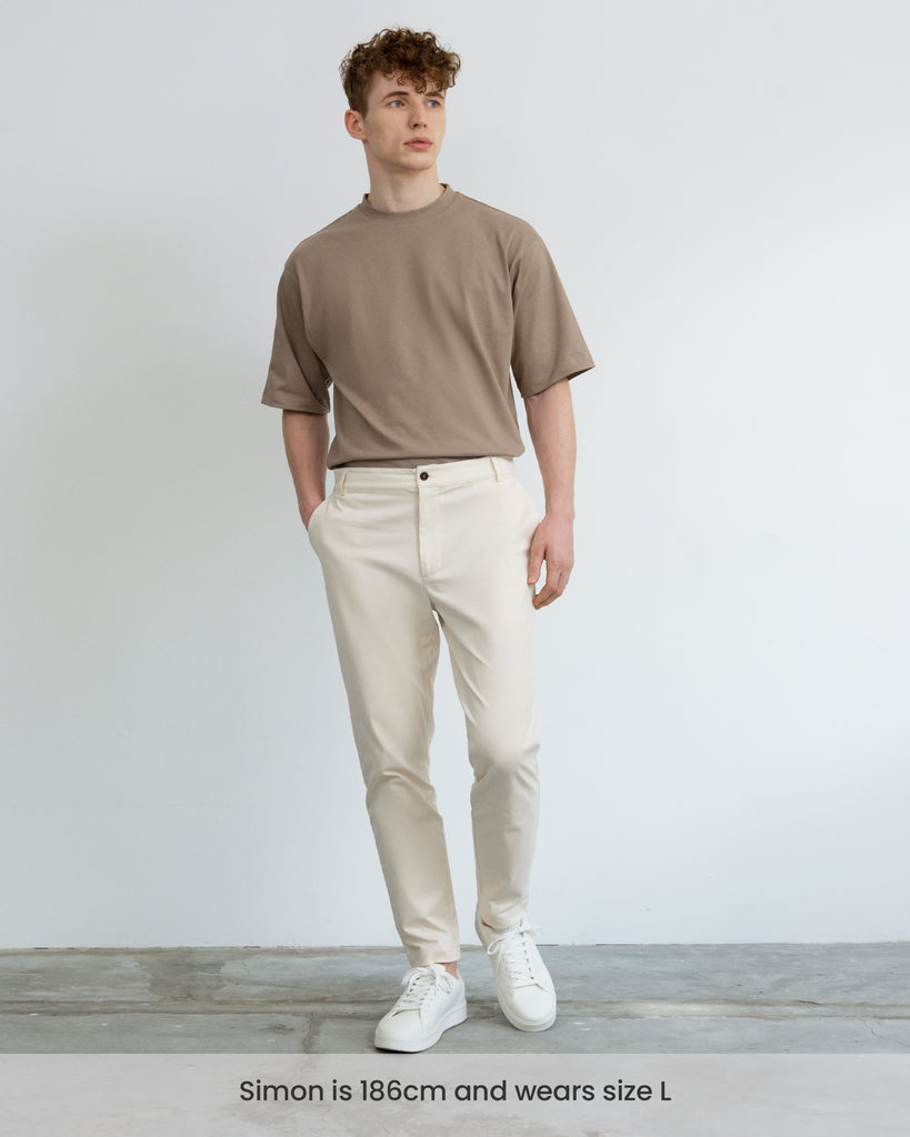 Men Premium-Weight Relaxed Tee Taupe Fullbody