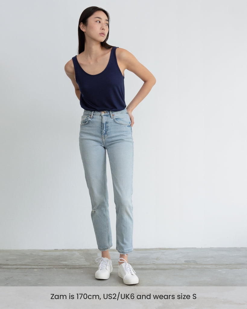 Women Tencel Relaxed Tank Navy Blue