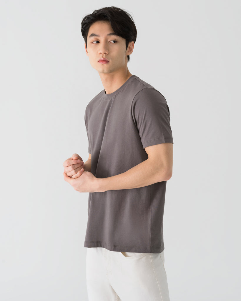 Men Organic Cotton Crew Neck Charcoal