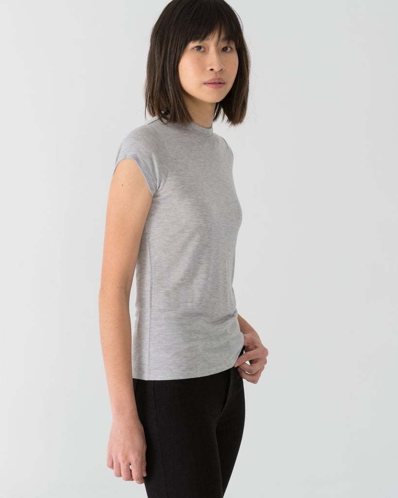 Women Tencel Lyocell Cap Sleeve T-Shirt Grey