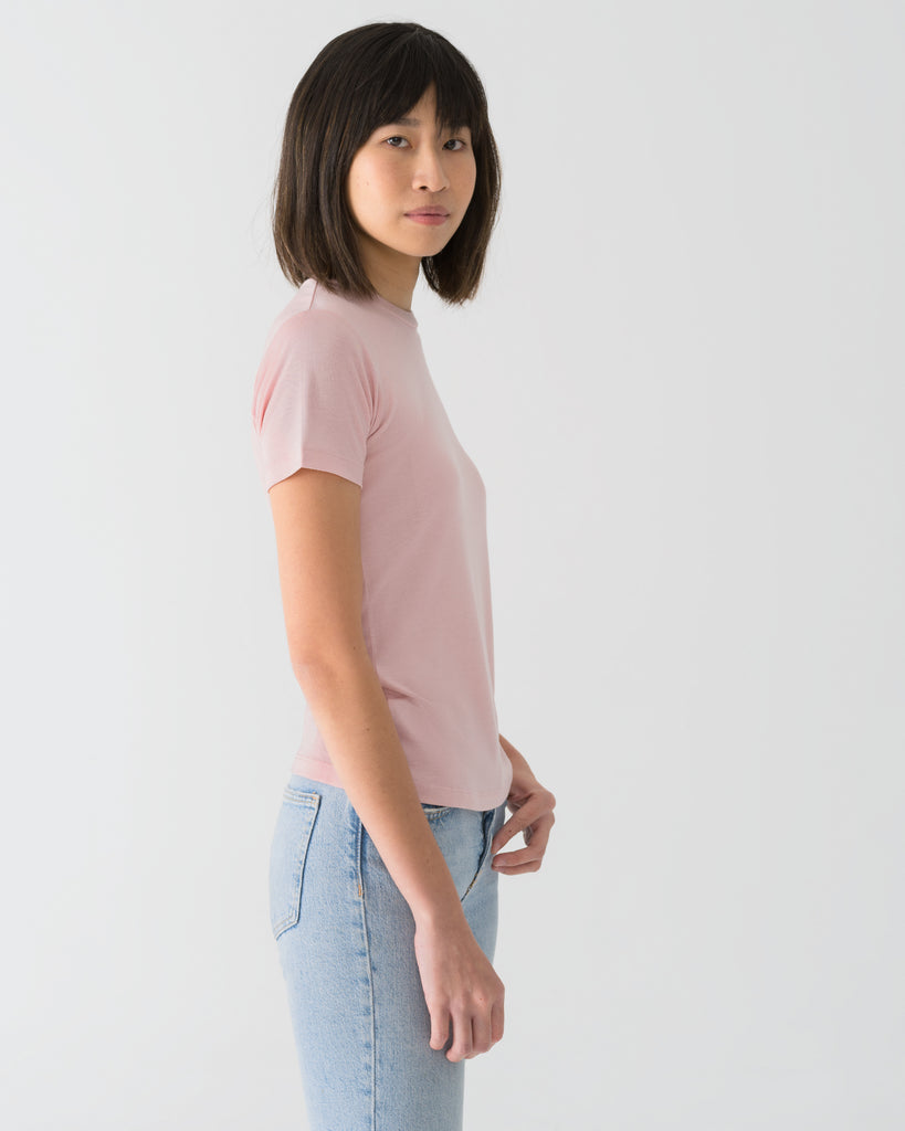 Women Tencel Lyocell Crew Neck T-Shirt Pink