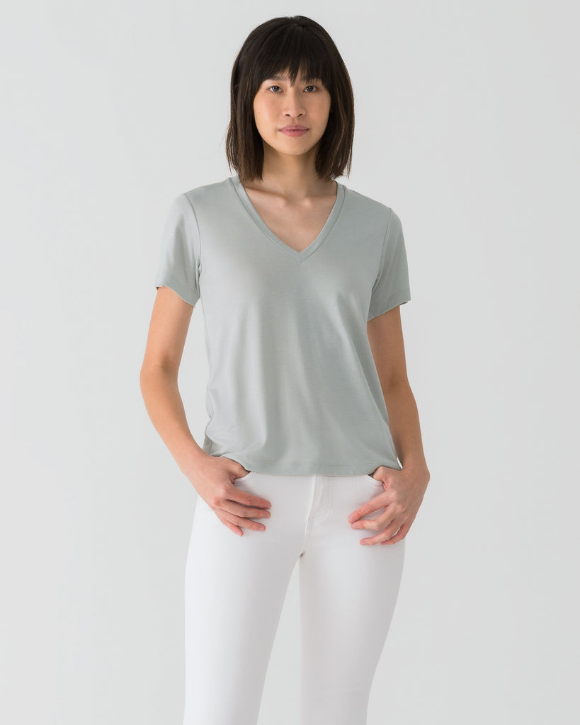 Women Tencel Lyocell V-Neck T-shirt Sea Foam