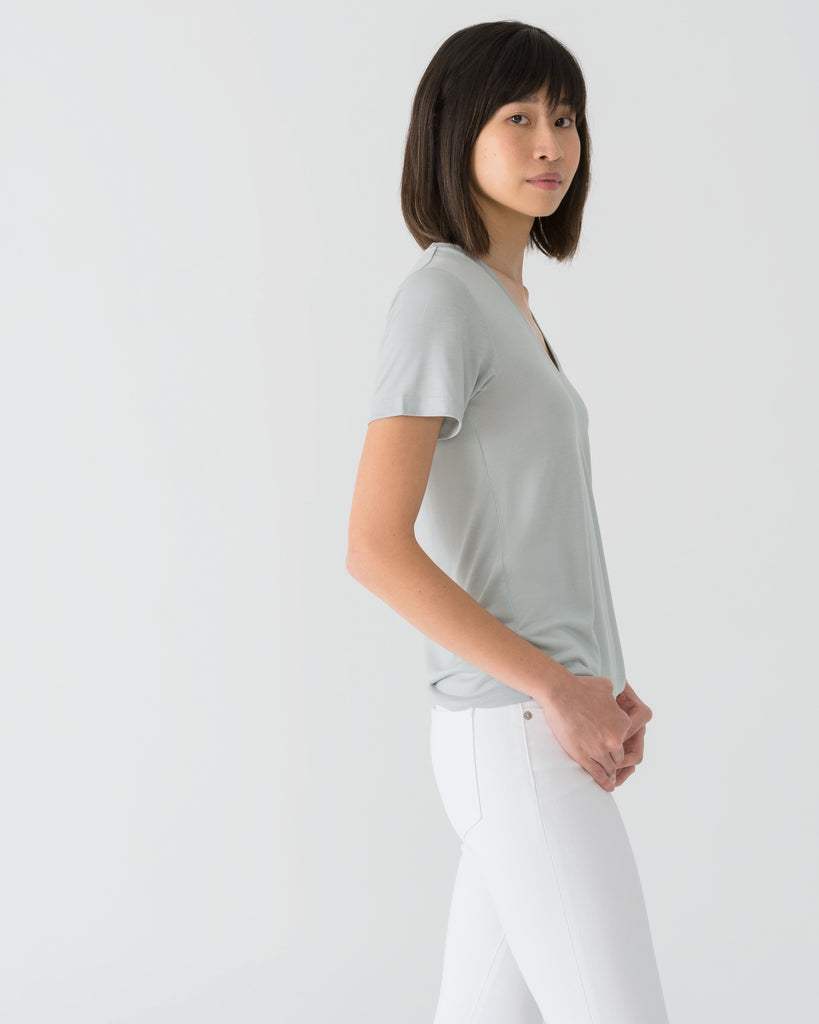 Women Tencel Lyocell V-Neck T-shirt Sea Foam
