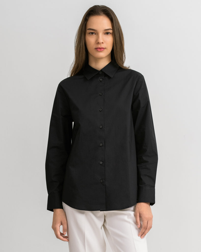 Women Cotton Relaxed Shirt Black