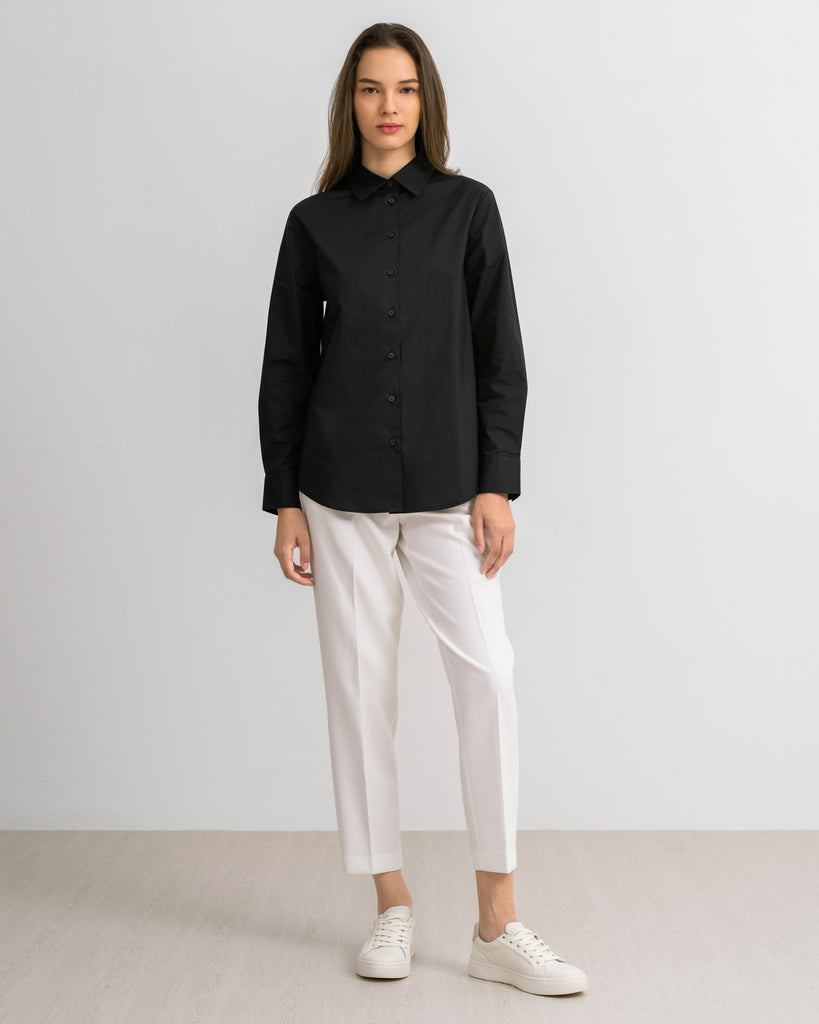 Women Cotton Relaxed Shirt Black