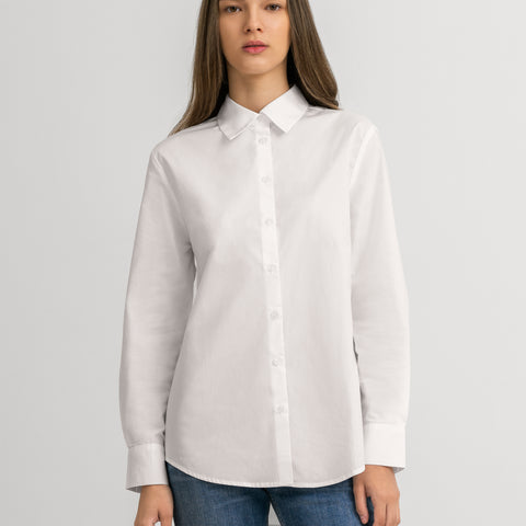 Women Cotton Relaxed Shirt White