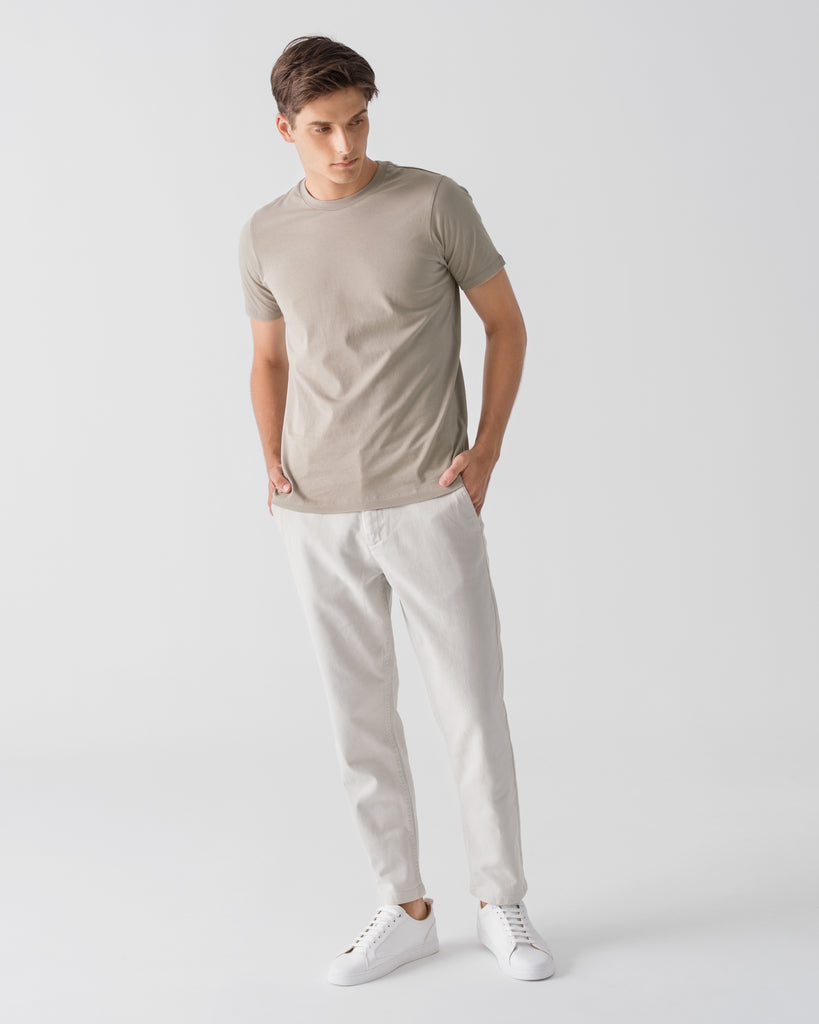 Men Organic Cotton Crew Neck T-shirt Taupe