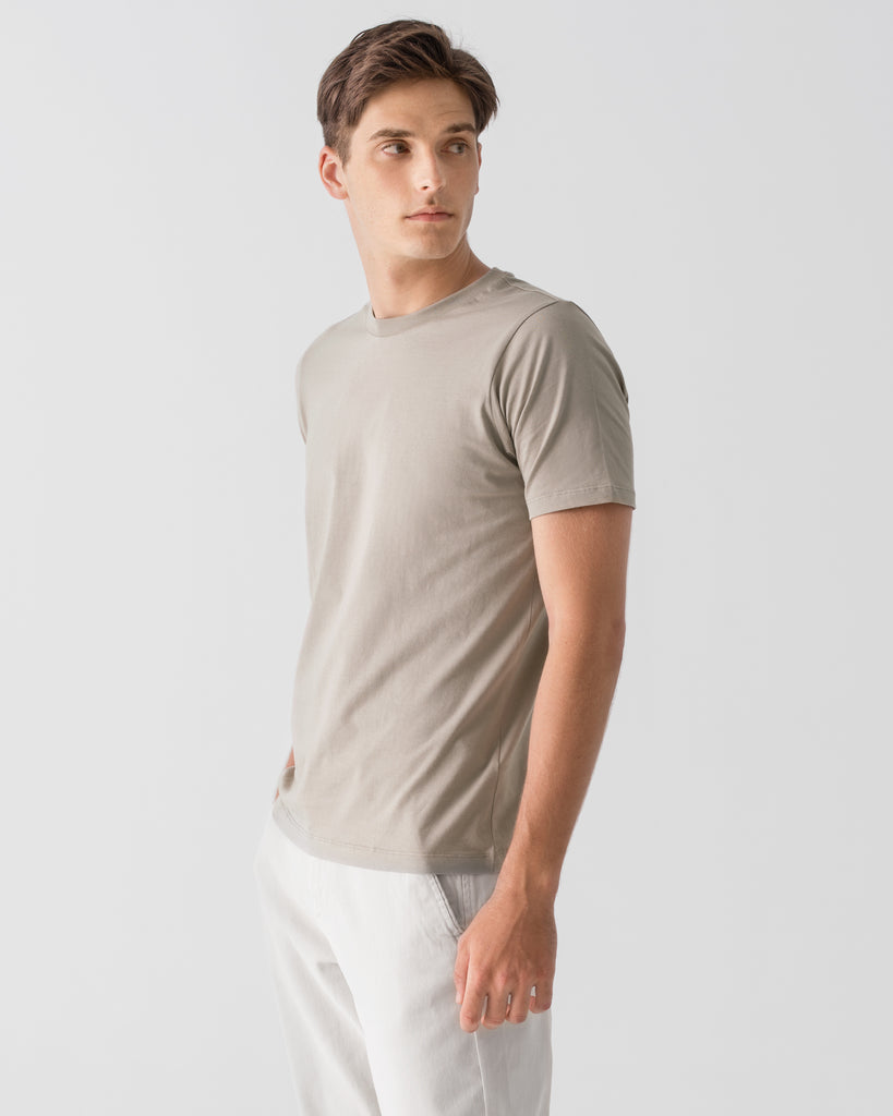 Men Organic Cotton Crew Neck T-shirt Taupe Featured