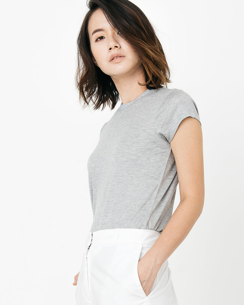 Women Tencel Lyocell Cap Sleeve T-Shirt Grey