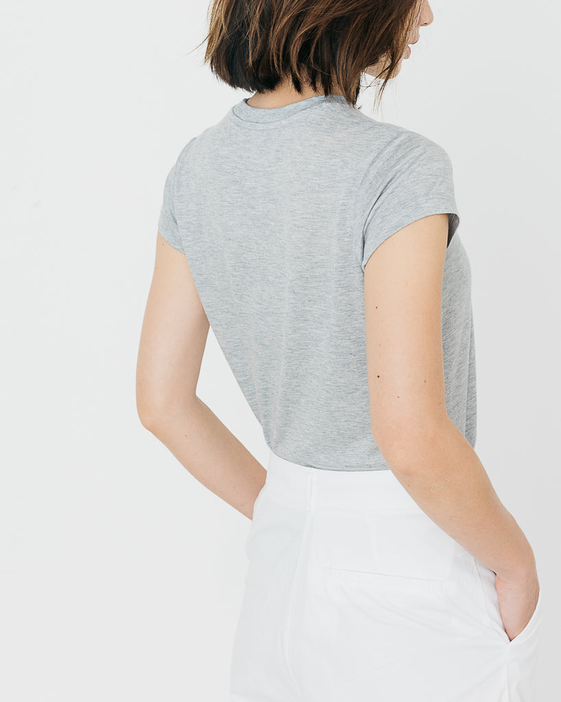 Women Tencel Lyocell Cap Sleeve T-Shirt Grey