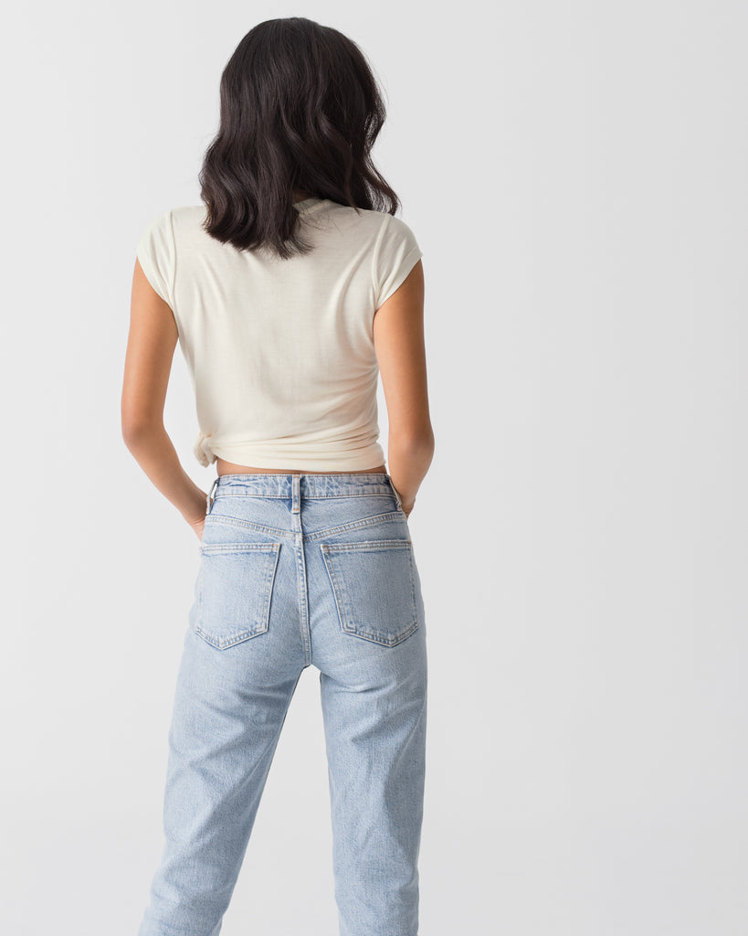Women Tencel Lyocell Crew Neck T-Shirt Off-White 