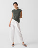 Women Tencel Lyocell Crew Neck T-Shirt Thyme Green