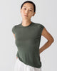 Women Tencel Lyocell Crew Neck T-Shirt Thyme Green Featured