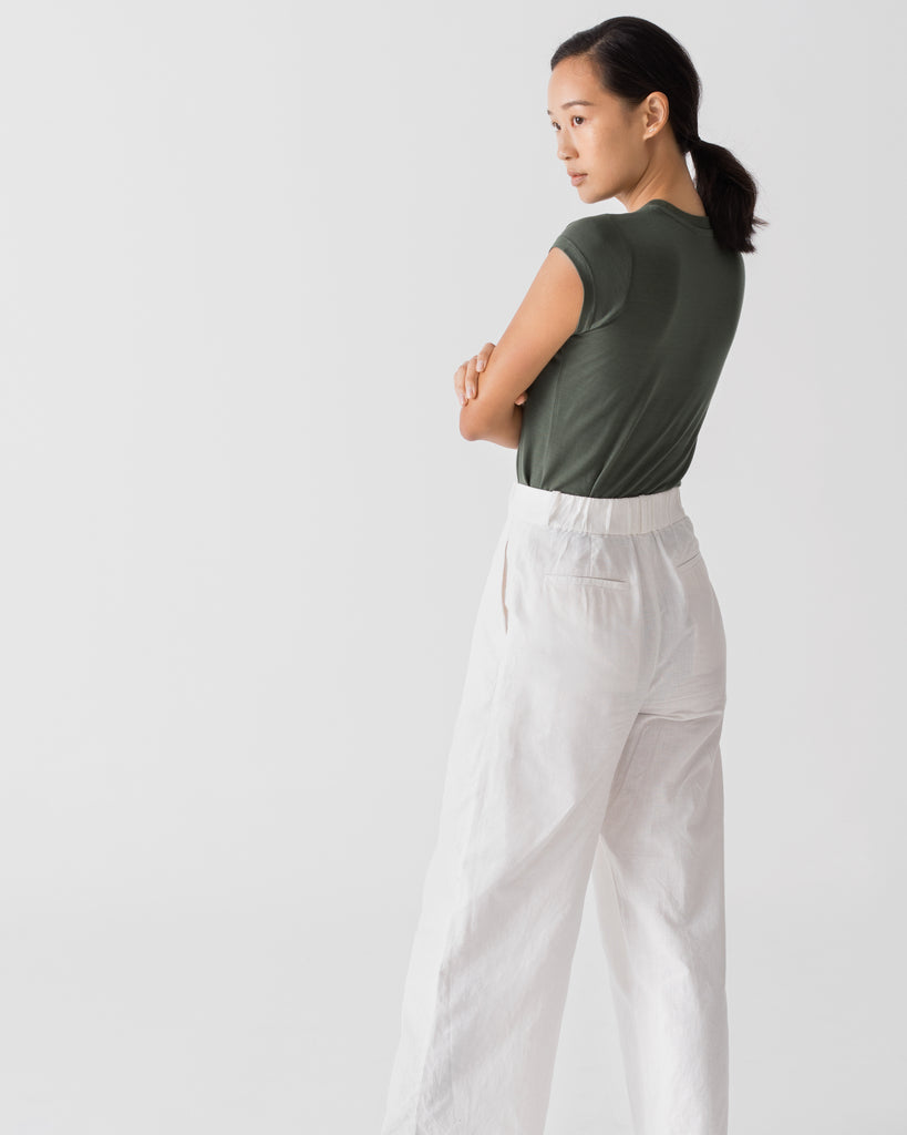 Women Tencel Lyocell Crew Neck T-Shirt Thyme Green