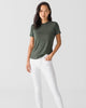 Women Tencel Lyocell Crew Neck T-Shirt Thyme Green