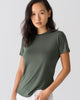 Women Tencel Lyocell Crew Neck T-Shirt Thyme Green Featured