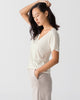 Women Tencel Lyocell V-Neck T-shirt Off-White